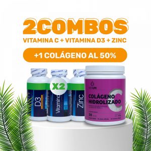 2 combos de Vitamina c + Vitamina D3 + Zinc + Colágeno